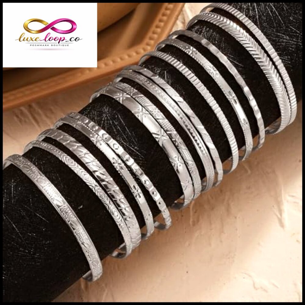 Gold Plated Stackable Bangle Bracelet Set, Adjust… - image 6